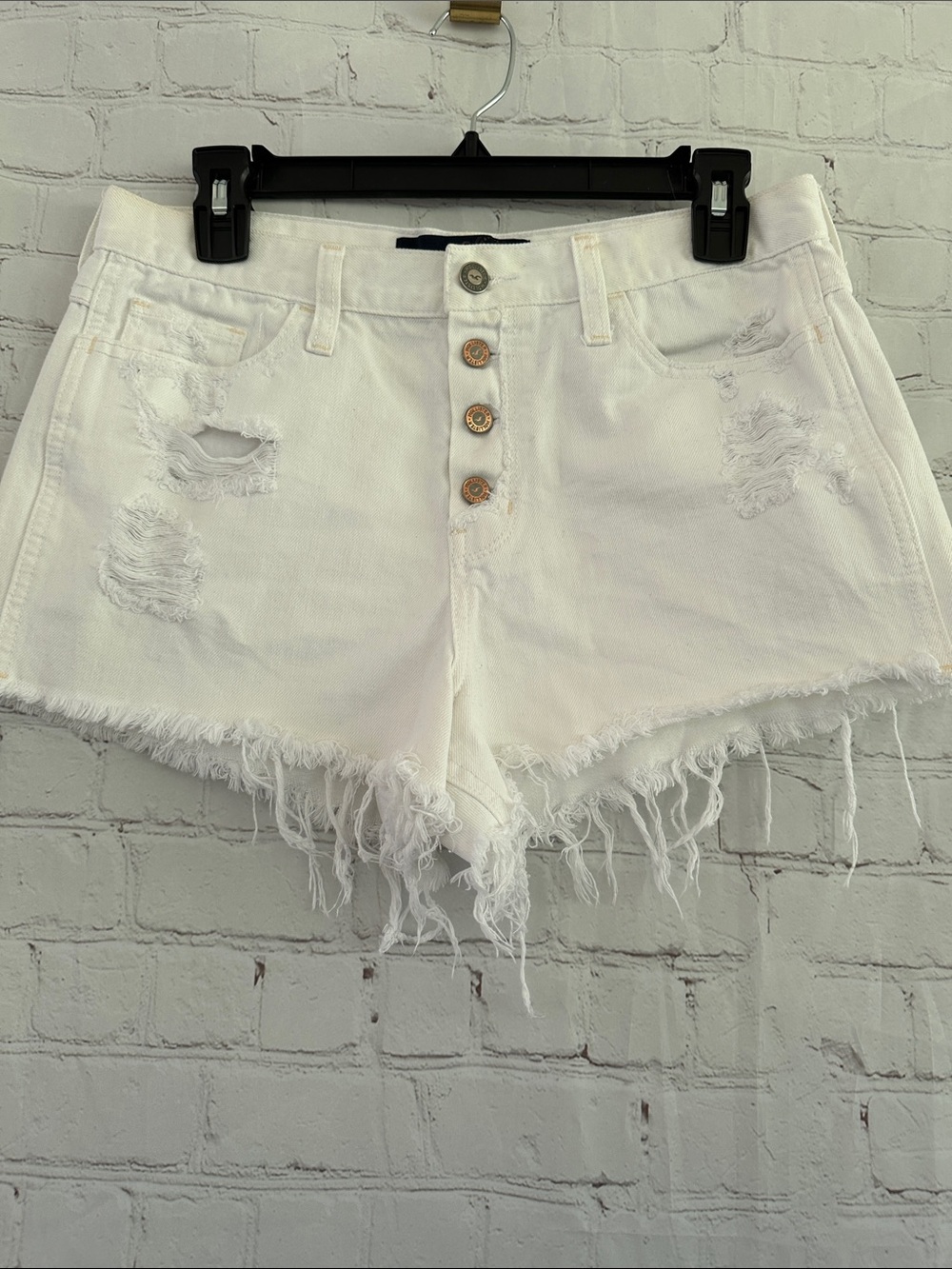 Hollister Short-Short Highrise Distressed Denim Button-Front Women's Shorts 29